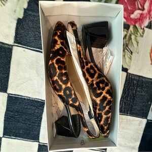 Leopard Print Slingback Mules in Brown